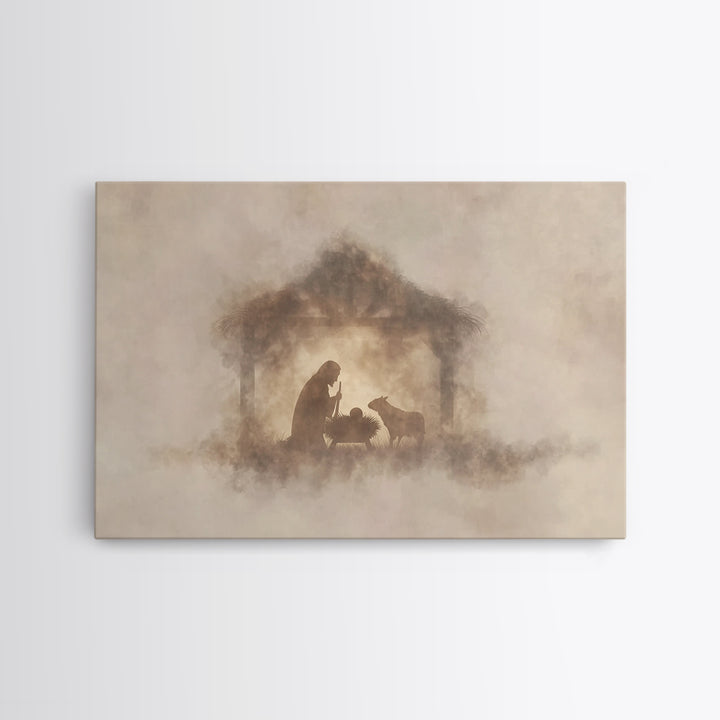Cross In The Mist – Framed Canvas Print – Christian Art Work – Christian Wall Art – Minimalist Christian Art – Christian Art Canvas – Subtl