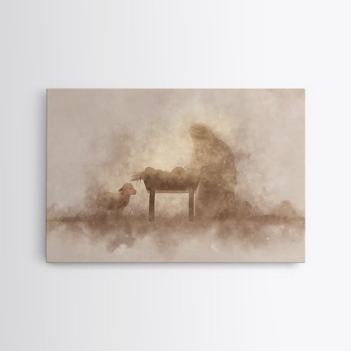 Humble Dawn Peace – Framed Canvas Print – Christmas Wall Art – Christian Christmas Art – Jesus Painting – Christian Art Canvas – Christmas
