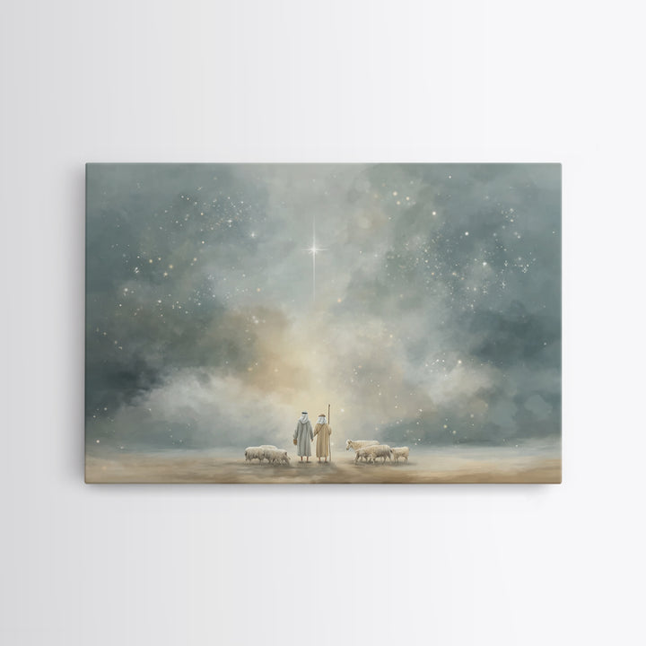 Night Of Wonder, Framed Canvas Print, Christian Christmas Art, Christian Wall Art, Christmas Art Prints, Moody Christmas Art, Christian Dec