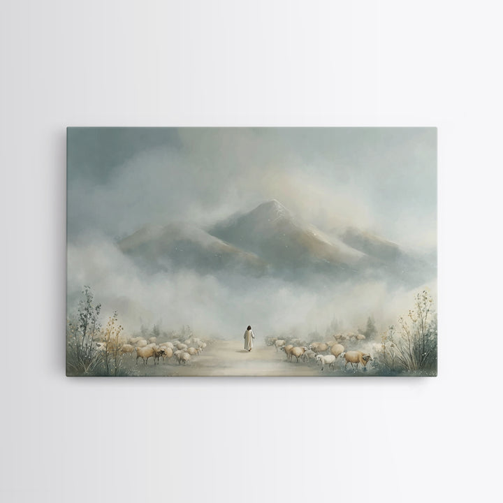 Mountains Of Promise – Framed Canvas Print – Christian Christmas Art – Christian Art Canvas – Minimalist Christian Art – Christian Wall Art