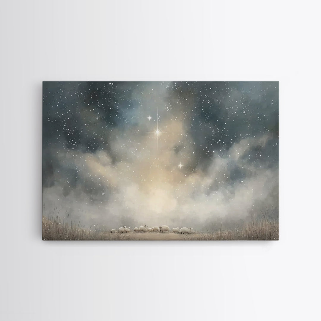 Starry Night Peace – Framed Canvas Print – Christmas Wall Art – Christian Christmas Art – Christian Art Canvas – Christian Decorations – Mo