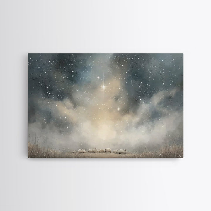 Starry Night Peace – Framed Canvas Print – Christmas Wall Art – Christian Christmas Art – Christian Art Canvas – Christian Decorations – Mo