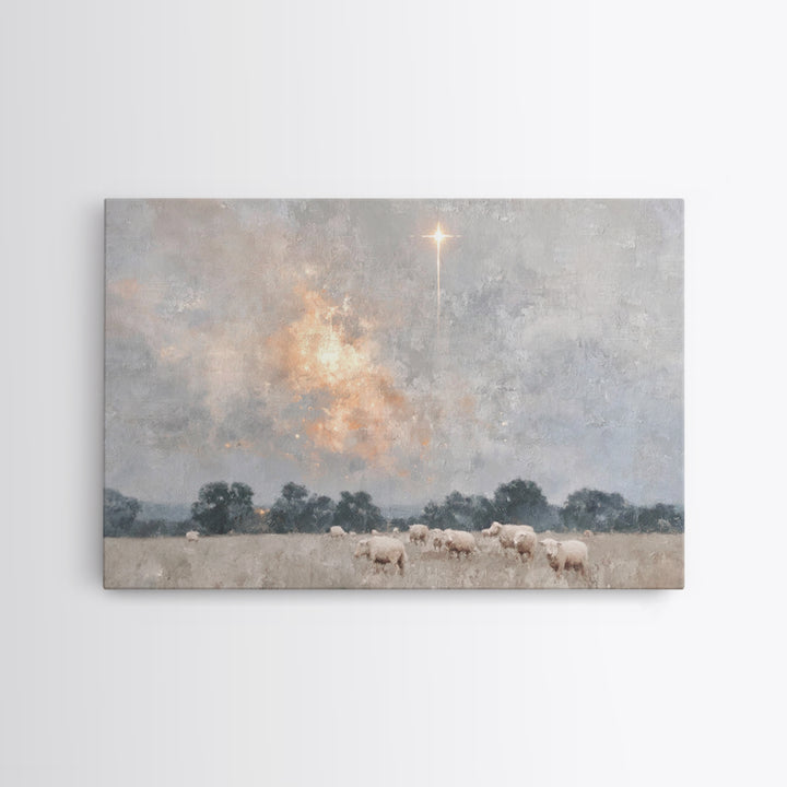 Light Of Salvation | Framed Canvas Print | Christian Art Canvas | Christian Wall Art | White Christmas Art | Christian Christmas Art | Chri