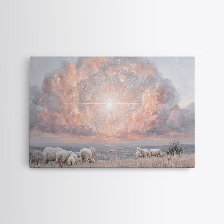 Radiant Bethlehem Sky, Framed Canvas Print, Christian Christmas Art, Christian Wall Art, Christmas Art Prints, Christian Art Canvas, Modern