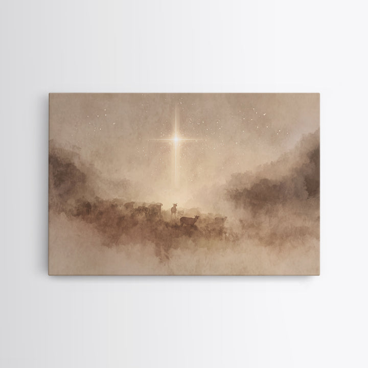 Star Of Mercy – Framed Canvas Print – Christian Christmas Art – Christian Wall Art – Christmas Art Prints – Christian Art Canvas – Moody Ch