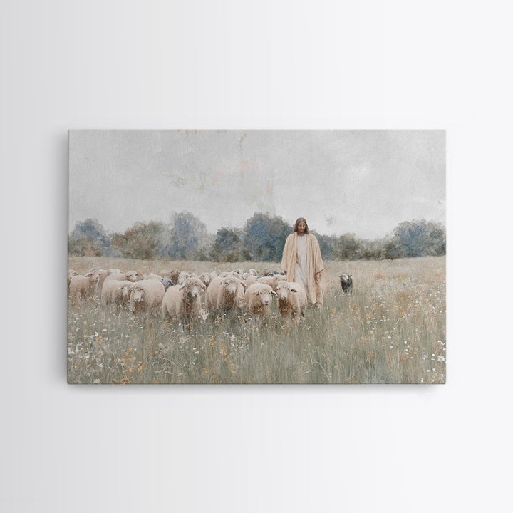 Still Meadow Grace – Framed Canvas Print – Christian Art Prints – Christian Wall Art – Jesus Painting – Christian Art Canvas – Christian Gi
