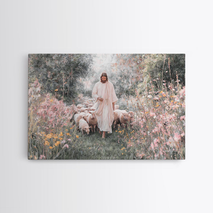 Quiet Field Shepherd | Framed Canvas Print | Christian Art Canvas | Jesus Painting | Christian Art Print | Christian Wall Art | Minimalist