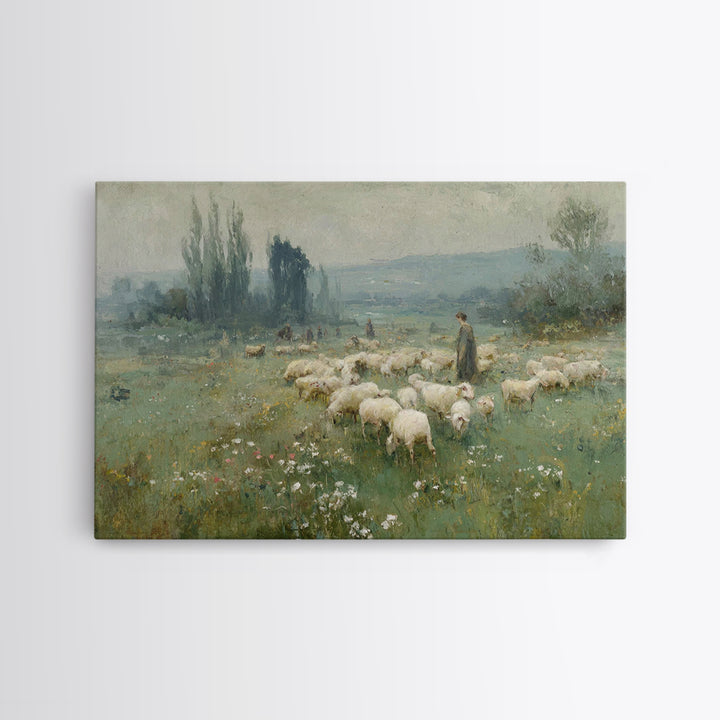 Leading Light Meadow, Framed Canvas Print, Jesus Painting, Christian Wall Art, Christian Art Canvas, Christian Art Print, Christian Gift Id