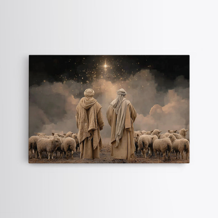 Shepherds Of Glory – Framed Canvas Print – Christian Christmas Art – Christian Art Canvas – Christian Wall Art – Christmas Wall Art – Chris