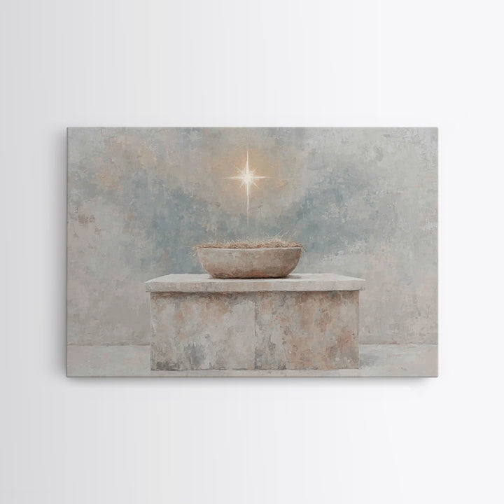 Pure Manger Stillness, Framed Canvas Print, Christian Art Canvas, Christian Wall Art, Minimalist Christian Art, Christian Christmas Art, Je