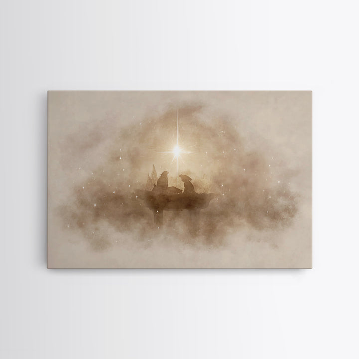 Holy Manger Light – Framed Canvas Print – Christian Wall Art – Christmas Art Prints – Christian Christmas Art – Modern Christian Art