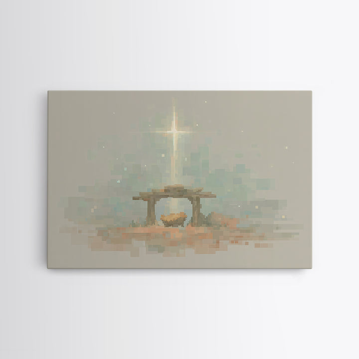Starry Stable Hope – Framed Canvas Print – Christmas Canvas Wall Art – Christian Decorations – Christian Art Work – Christian Christmas Dec