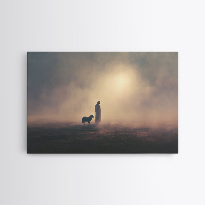 Quiet Path Devotion – Framed Canvas Print – Jesus Wall Art – Modern Christian Art – Christian Art Gift – Pastoral Scenery