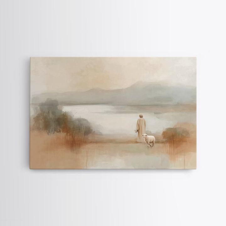 Quiet Pasture Grace, Framed Canvas Print, Christian Art Print, Jesus Painting Canvas, Subtle Christian Art, Christian Gift Ideas, Christmas