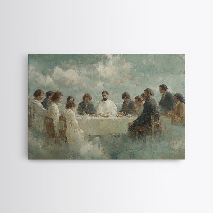 Heavenly Table Gathering – Framed Canvas Print – Christian Art Canvas – Modern Christian Painting – Jesus Wall Art – Christian Decorations