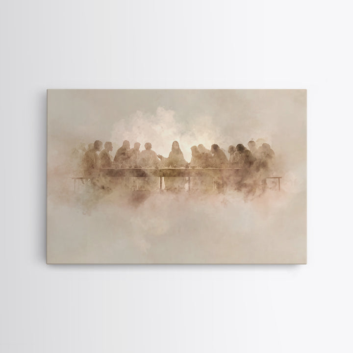 Divine Night Gathering, Framed Canvas Print, Christian Wall Art, Jesus Painting, Christian Christmas Art, Framed Christmas Art, Christian A