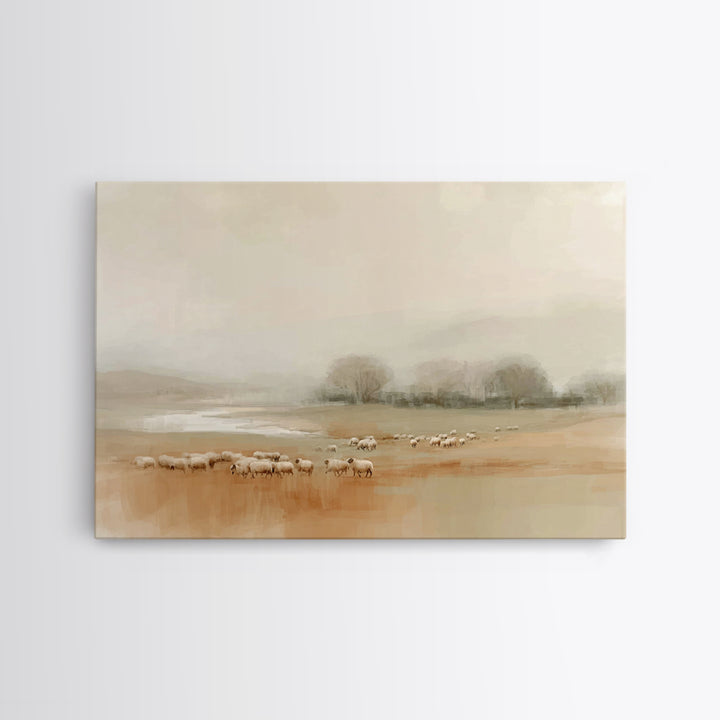 Shepherds In Stillness | Framed Canvas Print | Christian Art Print | Christian Wall Art | Subtle Christian Paintings | Christian Decor | Mo