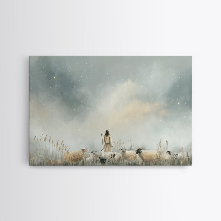 Stars Of The Shepherd, Framed Canvas Print, Jesus Art Print, Christian Wall Art, Christian Art Canvas, Christmas Art, Christian Christmas D