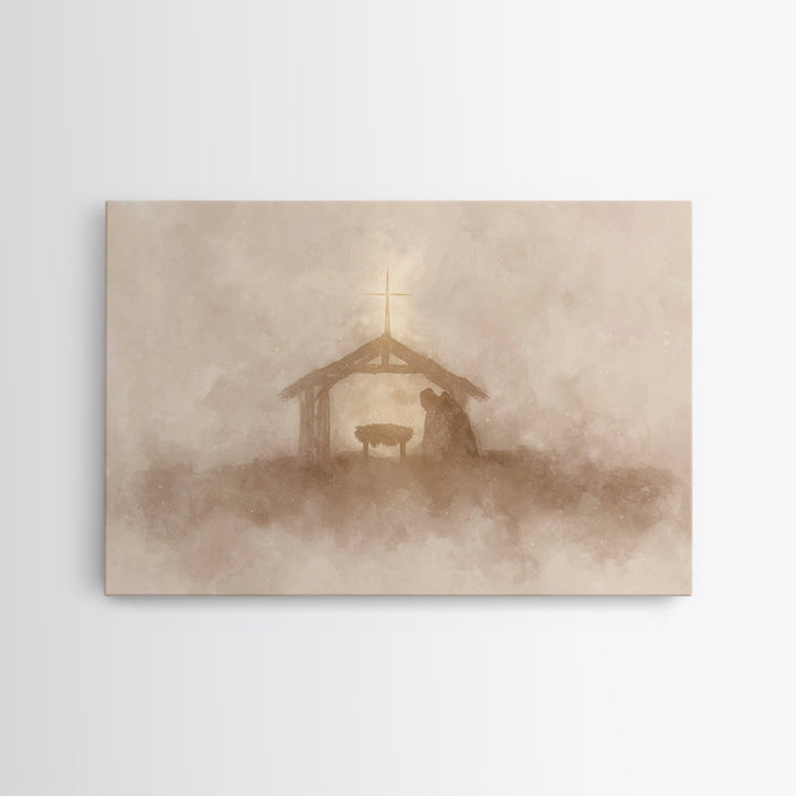 Silent Nativity – Framed Canvas Print – Christian Art Canvas – Christian Wall Art – Christmas Art – Jesus Christmas Art – Christian Gift Id