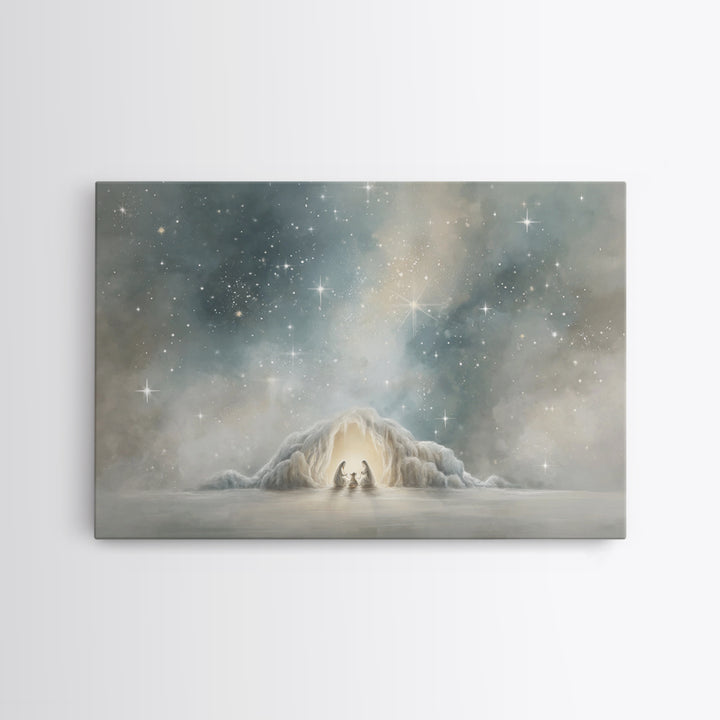 Blessed Nativity – Framed Canvas Print – Christian Christmas Art – Christian Wall Art – Jesus Painting – Christmas Art Work – Christian Dec