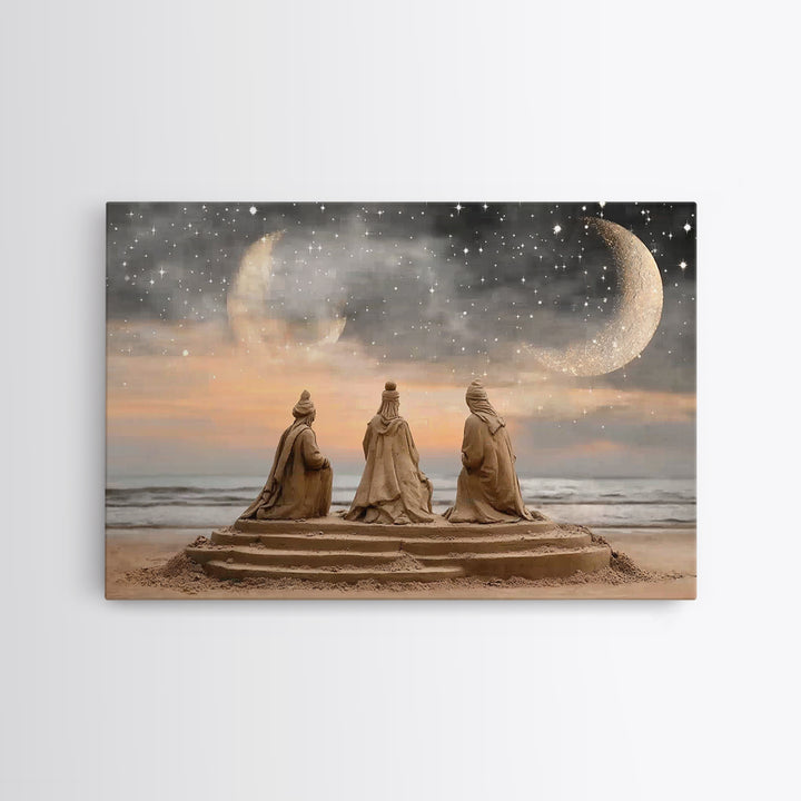 Moonlit Journey | Framed Canvas Print | Christian Wall Art | Jesus Christmas Art | Christian Art Canvas | Christmas Art | Christian Gift Id