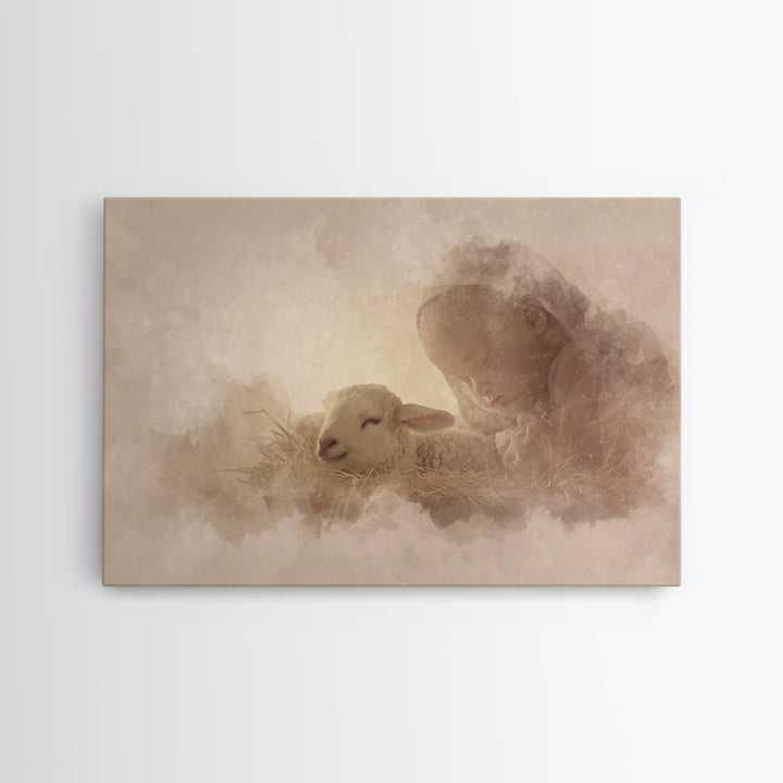 Divine Innocence – Framed Canvas Print – Christian Wall Art – Jesus Painting – Christian Art – Christmas Wall Art – Christian Art Canvas