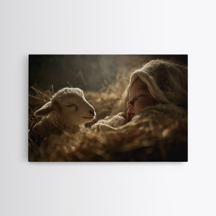 Sacred Slumber – Framed Canvas Print – Christian Art Canvas – Jesus Painting – Christian Wall Art – Christian Art – Christmas Wall Art