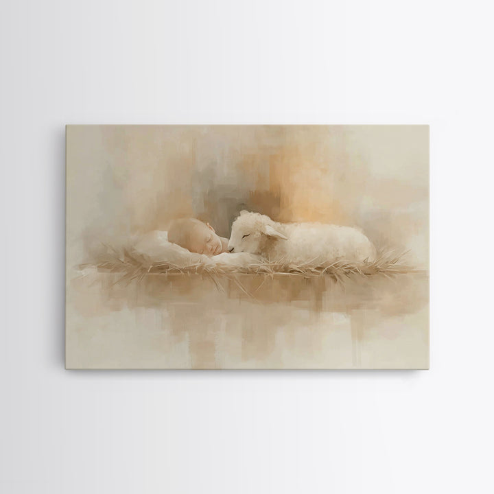 Manger Serenity – Framed Canvas Print – Christian Wall Art – Christian Art – Jesus Painting – Christian Art Canvas – Christmas Wall Art