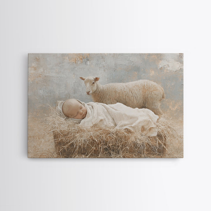 Lamb of Light – Framed Canvas Print – Christian Art – Christmas Wall Art – Christian Art Canvas – Christian Wall Art – Jesus Painting