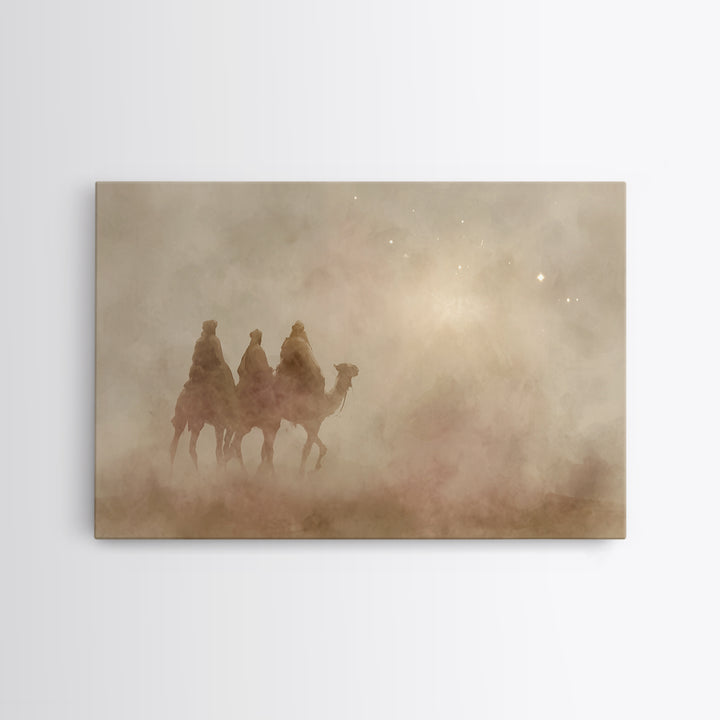 Sacred Night Trail – Framed Canvas Print – Christian Art – Christian Wall Art – Christian Christmas Art – Christmas Art Prints – Unique Chr