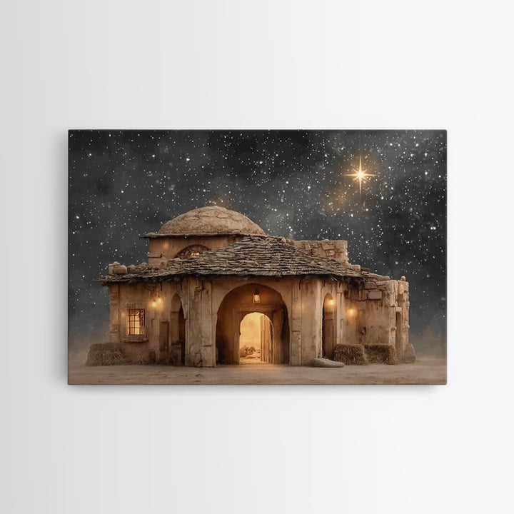 Bethlehem Night – Framed Canvas Print – Christian Art Canvas – Christmas Wall Art – Christian Christmas Art – Modern Christian Art