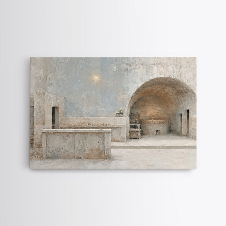 Star of Hope – Framed Canvas Print – Christian Wall Art – Christmas Art – Christian Art Canvas – Vintage Christmas Art