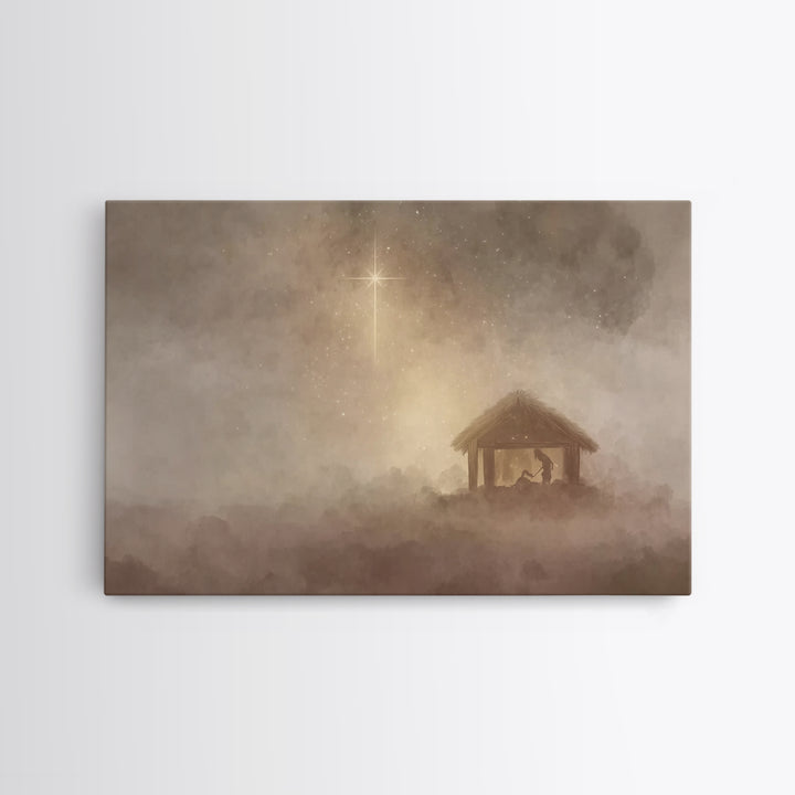 Silent Nativity – Framed Canvas Print – Christian Christmas Art – Christian Art Canvas – Christmas Wall Art – Christian Wall Art