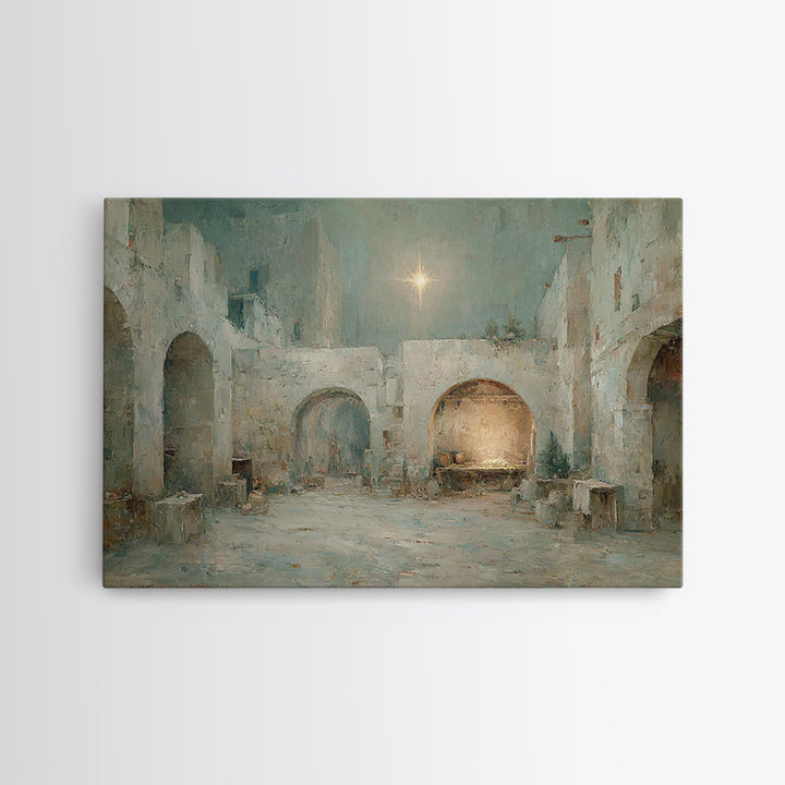Holy Manger Light – Framed Canvas Print – Christian Art Canvas – Christian Wall Art – Christmas Art – Christian Christmas Art