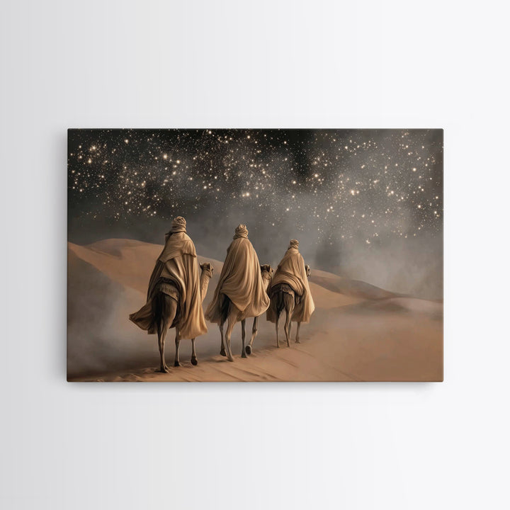 Night Of Wonder – Framed Canvas Print – Christian Art Canvas – Christian Christmas Art – Christian Wall Art – Christmas Art Work – Moody Ch