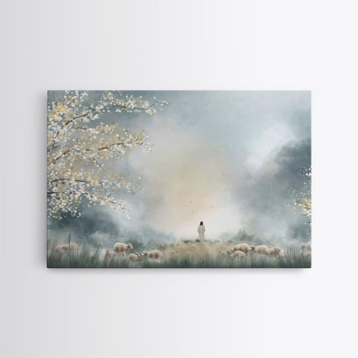 Pasture Of Light – Framed Canvas Print – Christian Wall Art – Christian Art Print – Jesus Painting – Modern Christian Art – Christian Decor