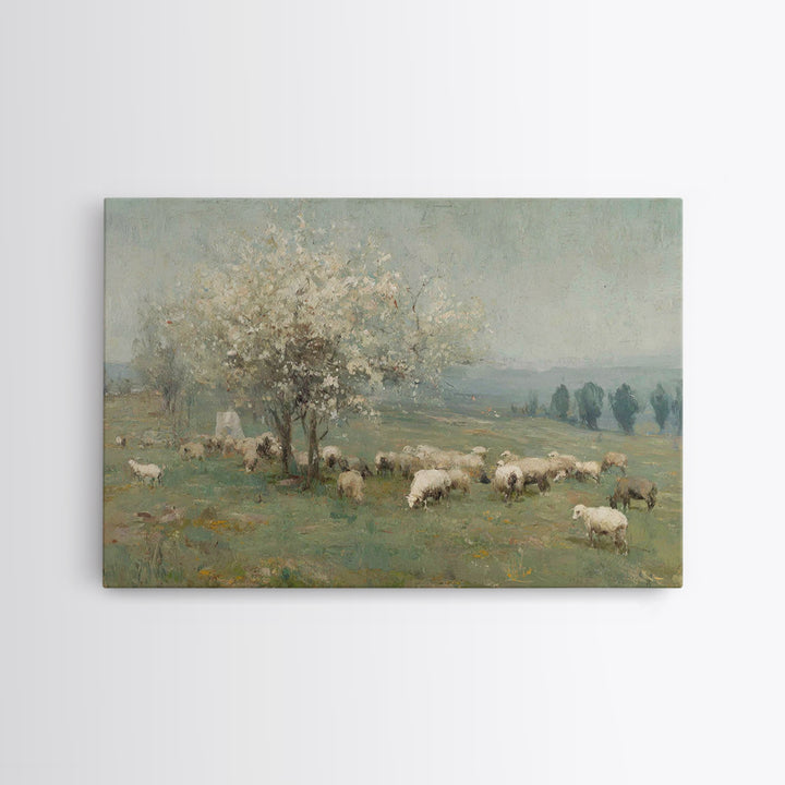 Springtime Shepherd Joy | Framed Canvas Print | Christian Art Canvas | Christian Wall Art | Vintage Christian Art | Christian Gift Ideas |