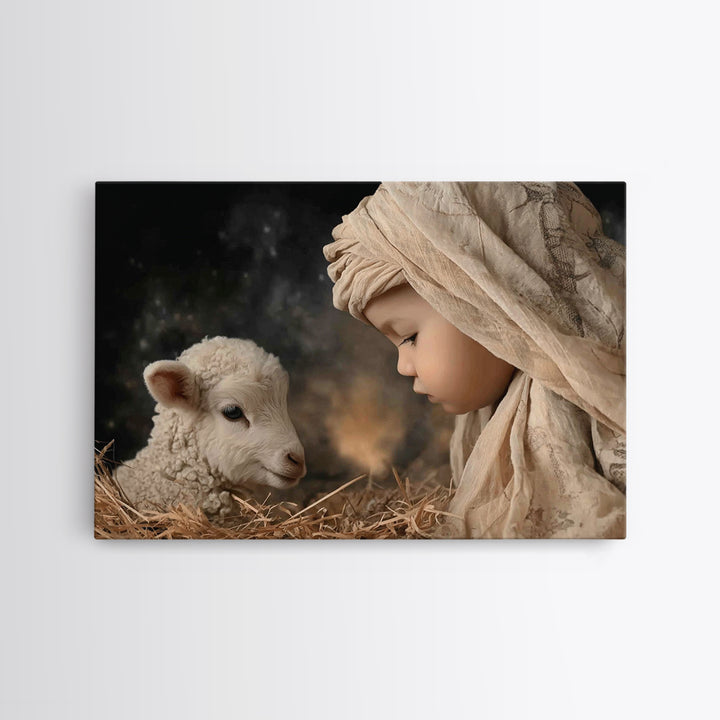 Manger Serenity | Framed Canvas Print | Christian Wall Art | Christian Art Canvas | Christmas Art Work | Jesus Painting | Christian Christm