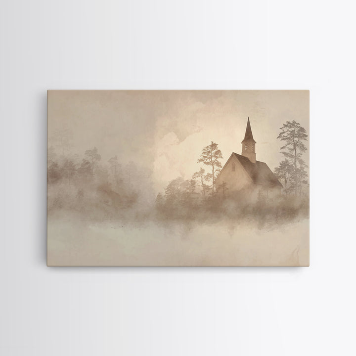 Autumn Chapel Peace – Framed Canvas Print – Christian Art, Christian Gift Ideas – Christian Art Canvas – Large Christian Art – Christmas Ar