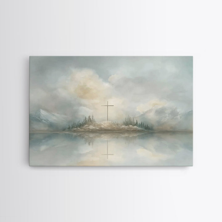 Misty Faith Chapel | Framed Canvas Print | Christian Wall Art | Subtle Christian Art | Vintage Christian Art | Christmas Art Prints | Chris