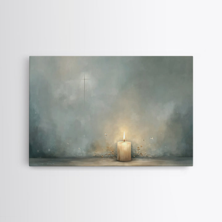 Candle Of Peace – Framed Canvas Print – Christian Wall Art – Christian Art Canvas – Minimalist Christian Art – Christian Decor