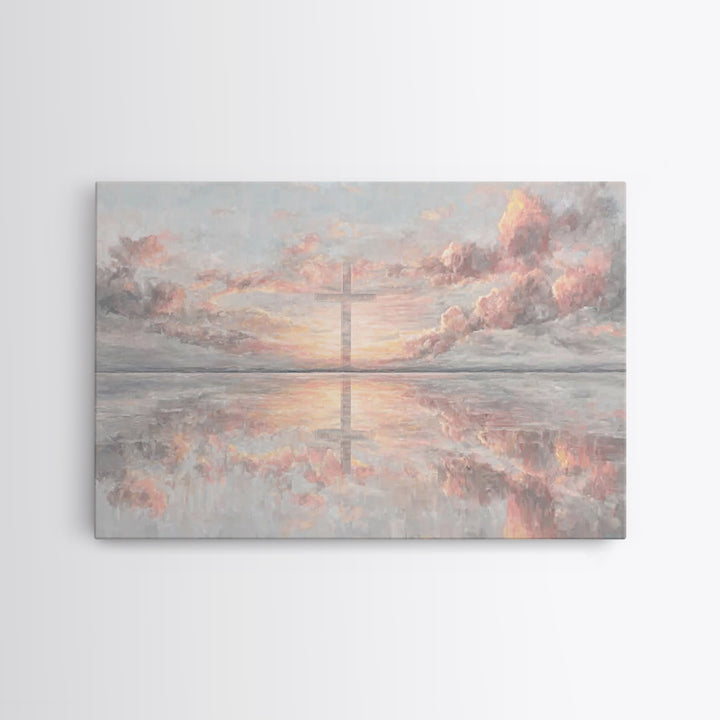 Heaven’s Dawn Cross, Framed Canvas Print, Christian Art Canvas, Christian Wall Art, Modern Christian Art, Christian Christmas Art, Christia