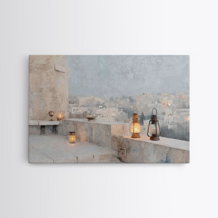 Bethlehem Lamps – Framed Canvas Print – Christian Wall Art – Christian Decor – Christian Christmas Decorations – Christmas Art Prints – Chr