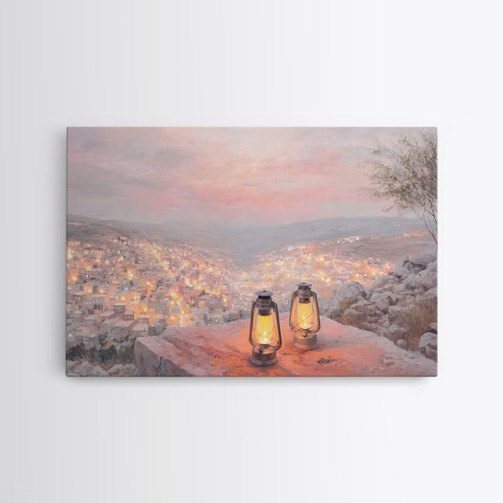 Hillside Glow – Framed Canvas Print – Christian Wall Art – Christmas Art – Christian Art Canvas – Christian Gift – Modern Christian Paintin