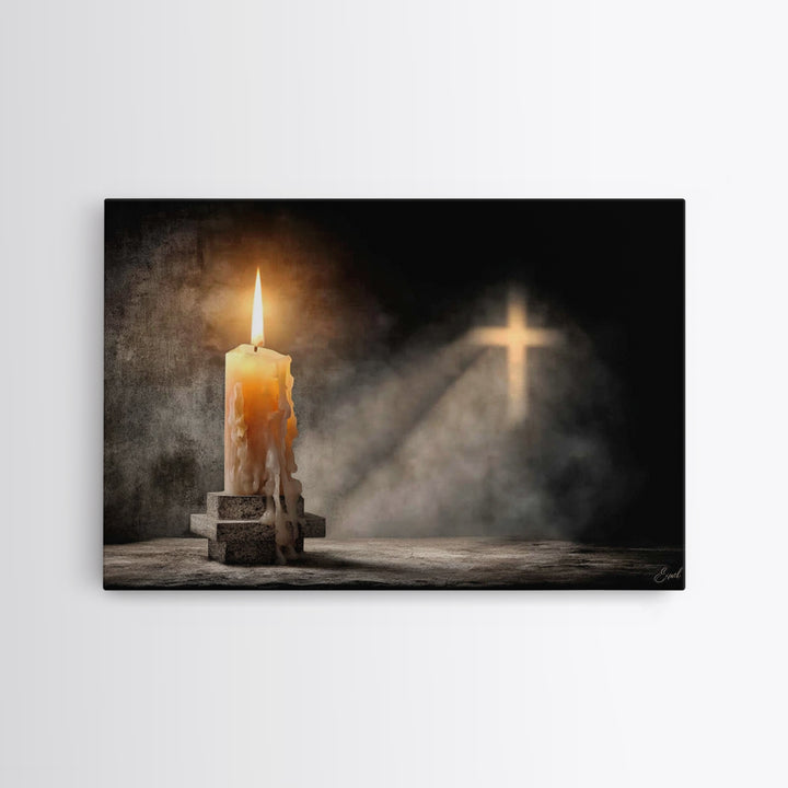Light Of Mercy | Framed Canvas Print | Christian Art Canvas | Christian Wall Art | Moody Christian Art | Christian Art