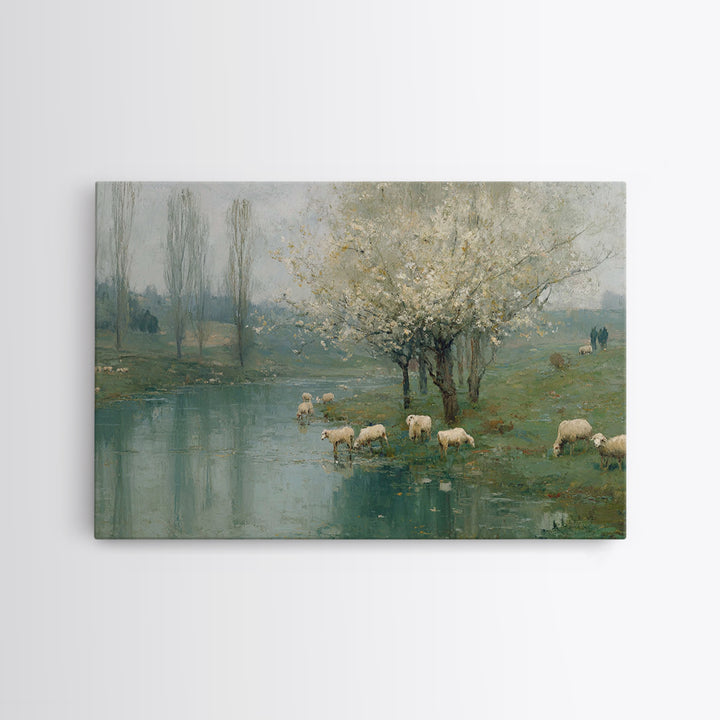 Still Waters Grace, Framed Canvas Print, Christian Wall Art, Christian Art Canvas, Vintage Christian Art, Christian Painting, Christian Gif