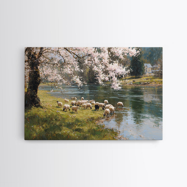 Spring Shepherd Light | Framed Canvas Print | Christian Wall Art | Christian Art Canvas | Pastoral Scenery | Christian Art Work | Christian