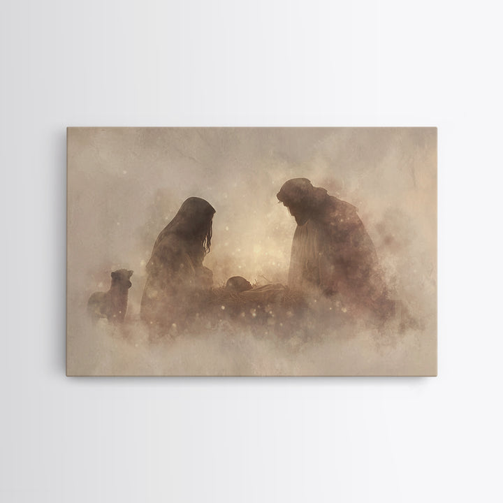 Holy Night Grace – Framed Canvas Print – Christian Wall Art – Jesus Painting – Christian Christmas Art – Christian Art Canvas – Jesus Art