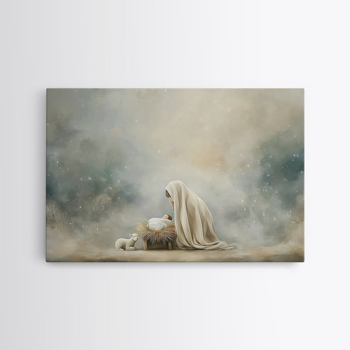 Sacred Birth Hope – Framed Canvas Print – Christian Art Canvas – Jesus Art – Christian Wall Art – Christmas Art Prints – Christian Christma