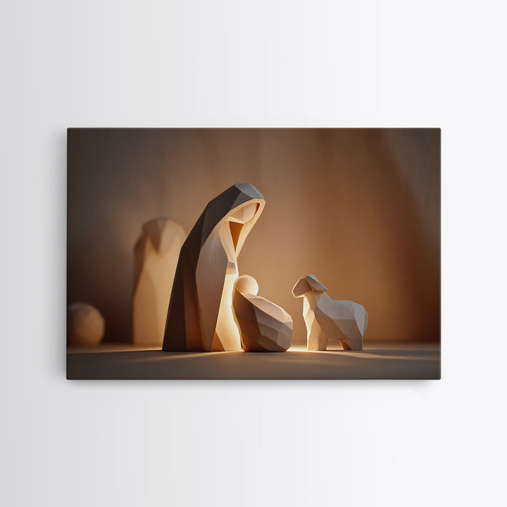 Gentle Nativity Sky | Framed Canvas Print | Christian Wall Art | Christian Christmas Art | Jesus Painting | Christmas Art Prints | Christia